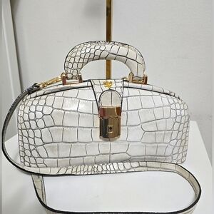 PRATESI firenze lady brunelleschi croc embossed doctor bag